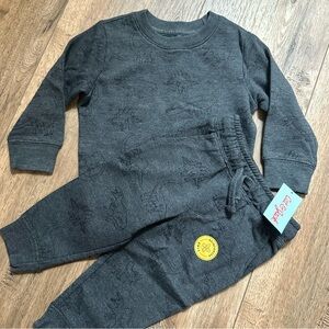 NWT! Cat & Jack Toddler Gray Sweatshirt and Pants Set, Dinosaurs, T-Rex, 18m